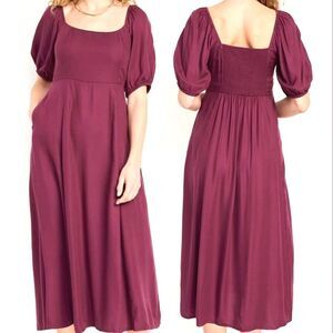 NWT Old Navy Fit & Flare Crepe Midi Dress Purple Size XS